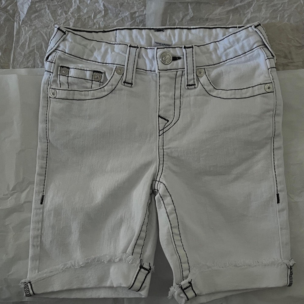 True Religion Girls White Shorts with Black Accents